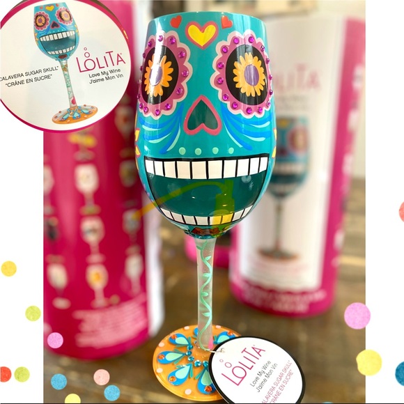 Lolita Other - 🌸”Calavera Sugar Skull” Hand Painted Wine Glass